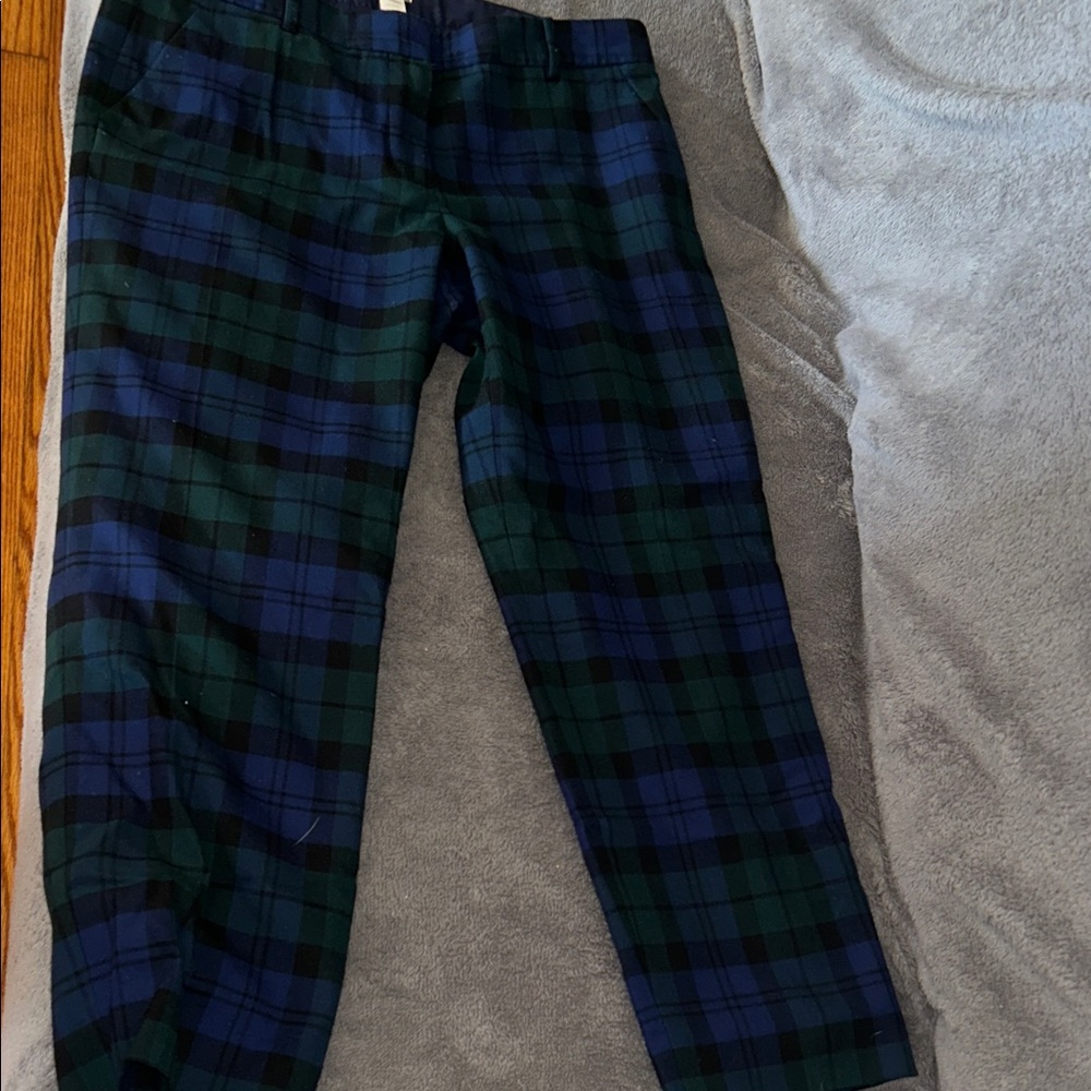 J. Crew Men's Navy and Forest Plaid Chinos